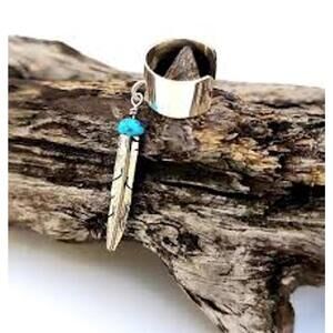 Sterling Silver Feather Ear Cuff Earrings – Navajo Made